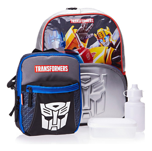 Mochila escolar Sestini TRANSFORMERS X AUTOBOTS Kit Mochila G Transformers X Autobots + Lancheira cor colorido  design autobots 21L