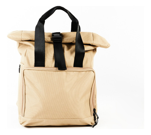 Mochila-unisex Roll Top Viena Urbana Porta Notebook Beige