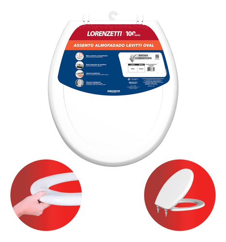 Assento Sanitário Oval Almofadado Levitti Lorenzetti Branco