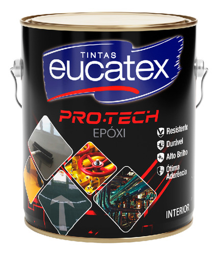 Eucatex kit tinta epóxi pro tech com catalisador preto 3,6lt