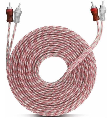 Imagem 2 de 5 de Kit 1 Cabo Rca 5 M + 2 Y Dupla Blindagem Vermelho Injetado