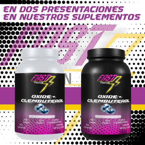 Óxido Nítrico + Clembuterol Fast Suplement 1kg 200 Serv Mora Azul