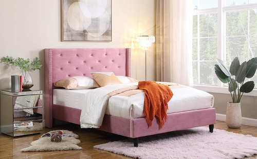 Home Life Furbed00007_suede_queen_pink - Cama Plataforma