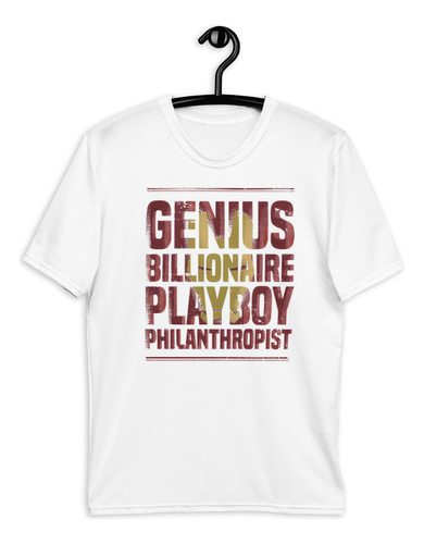 Playera Frase Tony Stark Genio Filántropo Millonario Playbo