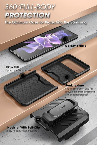 Case Supcase Para Galaxy Z Flip 3 Protector 360° C/ Gancho