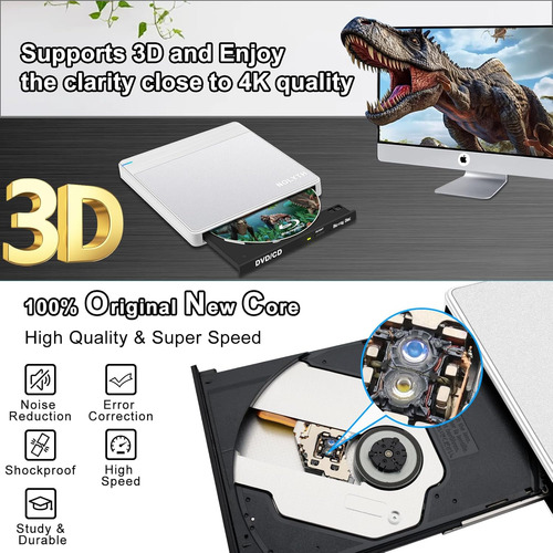 Reproductor Bluray Nolyth, Externo, Cd/dvd, Usb/usb-c