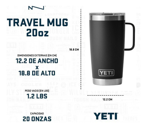Yeti 20oz Con Asa Tapa Clásica Termo Rambler 591ml | Blanco