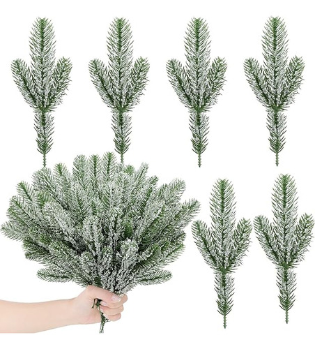 30 Piezas De Ramas De Pino Esmerilado De Nieve De Navidad De