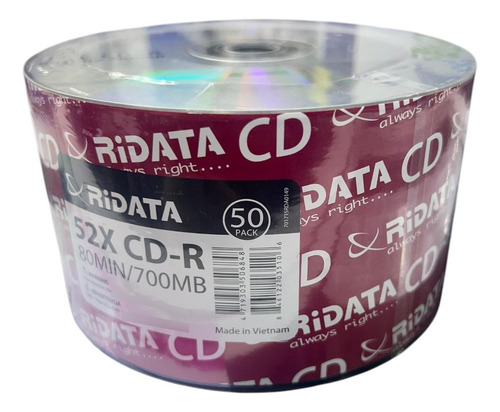 Cd Ridata 52x 80min/700mb 50 Piezas