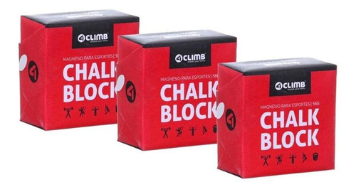 Kit Com 3 Magnésio Chalk Block Cross Escalada 56g 4climb