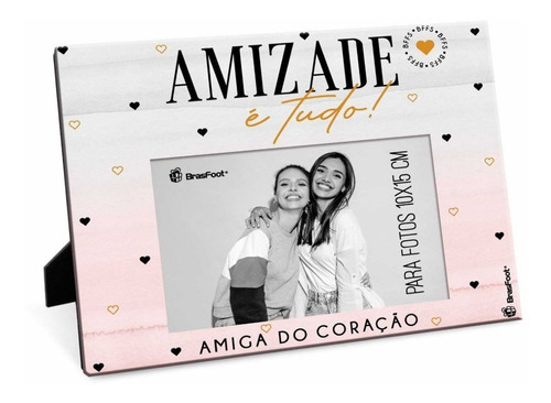 Marco de fotos azul, regalo de amistad con forma de corazón y amiga