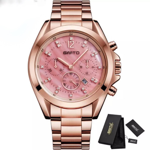 Relógio Feminino Dourado Barato A´prova Dágua