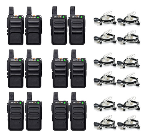 Caja De 12, Walkie Talkies  Rt19 Con Auricular, Mini Radi