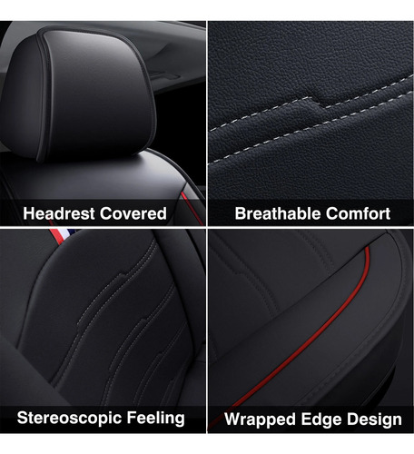 Funda Cubre Asiento Ecocuero Set 5 Asientos Color Negro