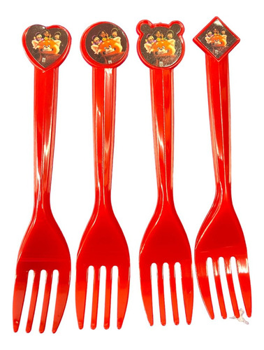 6 Tenedores De Color Rojo Con Diseño De Oso Red