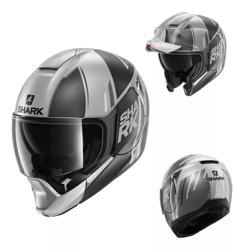 Casco Abatible Para Moto Shark Metro Evojet Blank Negro Mate Talla L