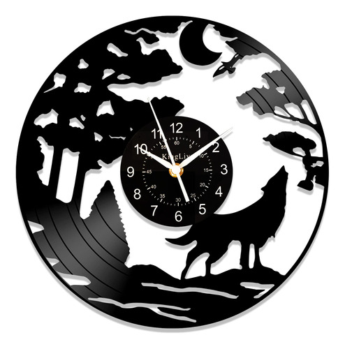 Reloj Decorativo Yulain Wild Wolf De 30 Cm Estatua Vinilo Ar