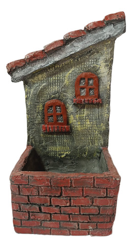 Maceta Artesanal Cemento Fachada Casita