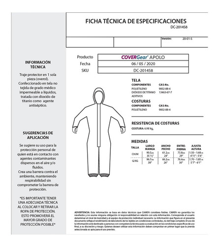 Overol De Protección Covergear® Traje De Aislamiento Médico