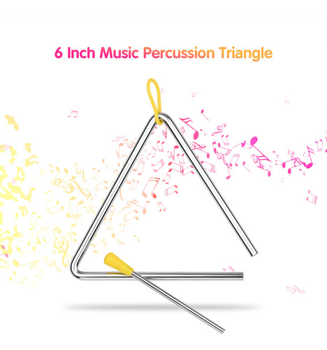 Campana De 6 Triángulos Con Mazo - Instrumento Musical