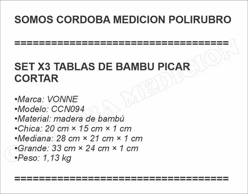 Set X3 Tabla De Madera Para Cortar Picar Bambu Cocina