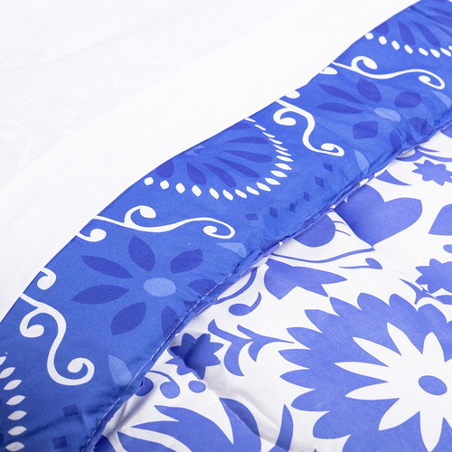 Plumon Mexico Reversible Estampado Azul 1.5 Plazas