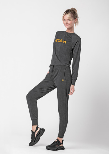Sudadera Deportiva Wilson Para Mujer Básica Y Cómoda Gris