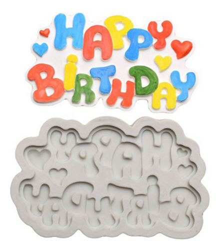 1 Pieza De Silicona Molde Feliz Cumpleaños Fondant Caramelo