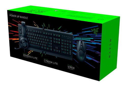 Combo Kit Gamer Razer Power Up Teclado Razer Cynosa Mouse Razer Viper Audífonos Kraken X Lite Color Negro