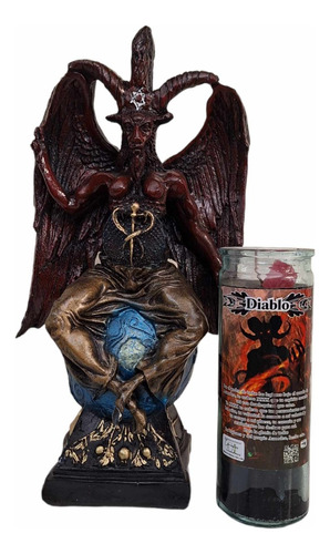 Baphomet Figura En Resina Satán 37 Cm + Veladora+ Oracion