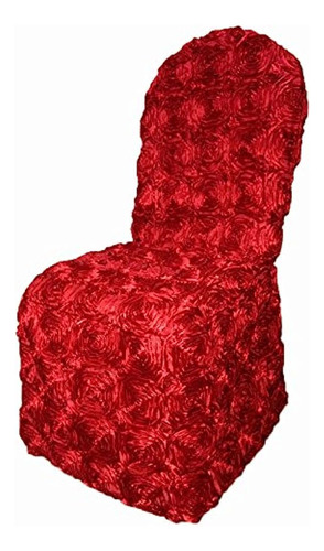~? Luchuan Fancy Banquet Red Satin Romatic Rosette Chair Cov