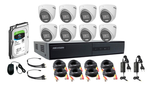 Kit Dvr 8ch+ Disco Duro 1tb + 8 Domos Colorvu 2mp Lite