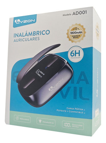 Audífonos Inalámbricos True Wireless Sonido Estéreo Pantalla Negro