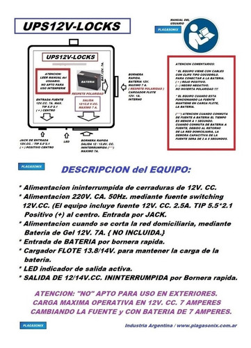 Imagen 2 de 10 de Cerraduras Electricas Ups 12v. Cc. Back Up Control Acceso