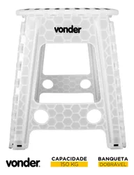 Comprar Banqueta Plástico Dobrável 450mm Branca Vonder Cor Branco no Mercado Livre
