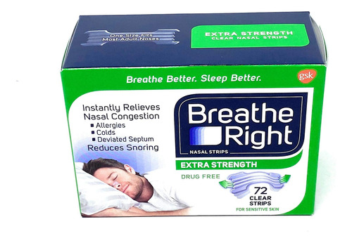 Breathe - Tiras Nasales Para Piel Sensible, 72 Tiras Transpa