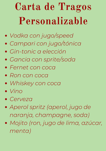 Servicio De Bartender A Domicilio