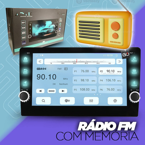 Multimidia + Módulo Hdtv 1080p Carplay Android Peugeot 207