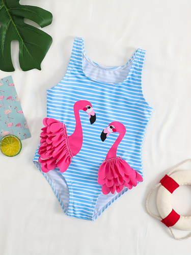 Traje De Baño De Una Pieza Sin Mangas Con Estampado De