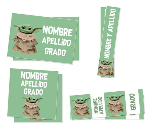 Etiquetas Escolares Baby Yoda - Textos Editables