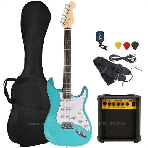 Pack Guitarra Electrica Rock Ampli Funda Afinador Cable Puas