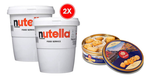 Nutella 2 Baldes 3kg Cada Uno + Galletas 270 Gr De