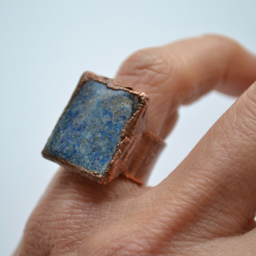 Anillo De Piedra Preciosa Natural Lapislazuli, Cobre
