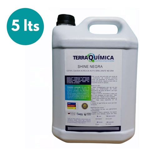 Cera Acrílica Negra Autobrillante 5 Lts