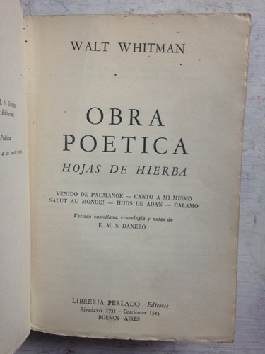 Obra Poetica - Hojas De Hierba: Walt Whitman