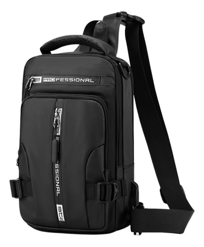 Mochila Transversal De Peito Mini Impermeável Pochete Viagem Bolsa Multifuncional Masculina Zafin Cor Preto