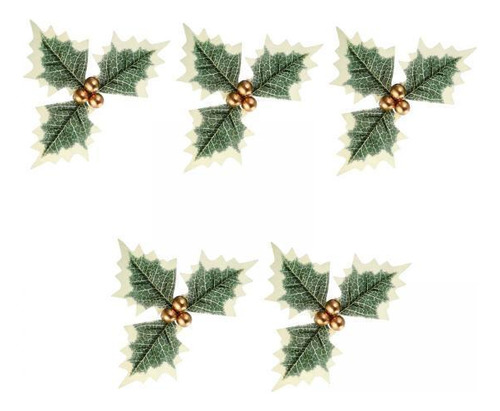 3 X 5 Uds. De Hojas De Bayas Artificiales De Navidad Para