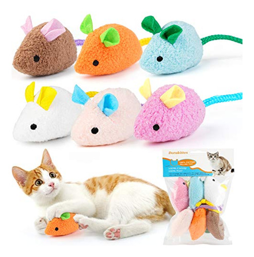 Juguete Catnip - 6pzs Ratones Peluche Gatos Realista