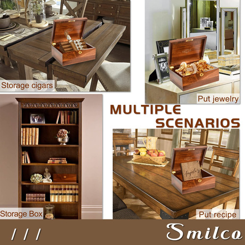 Caja De Madera De Acacia Con Tapa Abatible Para Decoración Y