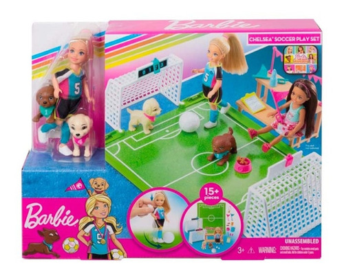 Barbie Muñeca Dream Chelsea Futbol Perritos